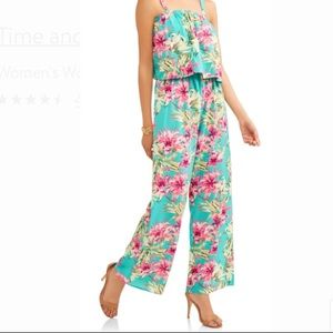 Tropical/Floral Print Jumpsuit